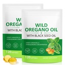 Ulei de Oregano Softgels 6000mg, 2 la 1 Formulat cu ulei de semințe negru 200mg, Suport imun, Capsule de ulei Oregano Organic, Supliment de apărare naturală, Non-GMO, Ușor de înghițit, 240 Softgels