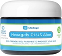 Hexagels Plus Aloe Vera - Pad-uri avansate pentru vindecarea hidrogelului pentru prevenirea blisterelor si ingrijirea arzatorilor - picior, toc, deget de la picior, protectie glezna, pachet de 50, 1-inch patch-uri, de Medagel, Paraben Free Formula