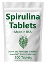 Comprimate Spirulina - fabricate în Statele Unite ale Americii - 500 comprimate - cultivate în Hawaii - Fără OMG-uri și pesticide