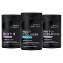 Cercetari sportive Vegan Biotin 10.000mcg cu ulei de cocos, pastile multicolagen (tip I, II, III, V, X) Colagen peptide hidrolizate cu acid hialuronic + vitamina C & fitoceramidă 350mg per Softgel