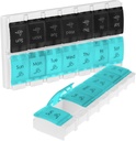 Vive Pill Organizator de 2 ori pe zi - Weekly Large Am Pm Cutie Pilula 7 Ziua - Ziua și Noapte Medicina Dispenser pentru Vitamina, Suplimente, Ulei de pește - Pilula de călătorie Caz artrita prietenos cu butonul Push