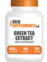 BulkSupplements.com Capsule extract de ceai verde - Supliment de ceai verde, extract de ceai verde 500mg, Pastile de ceai verde - Vegan & Gluten gratuit, 1 capsulă per Serving, 180 Veg capsule (Pachet de 1)