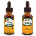 Herb Pharm Kids Certified-Organic Alcool-Life Cough Crusader Liquid Herbal Formula, 1 Ounce & Kids Certified-Organic Alcohol-Liquid Echinacea Glicerit Extract, 1 Ounce