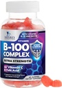 B Complex Gummie supliment cu vitamina C & Acid folic, Extra Putere Super Vitamina B Gummy cu Niacin, B6, Acid folic, B12, Biotin, Suplimente de suport pentru energie imunitara Naturii - 60 Gumies