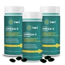 Iwi Omega-3 Essential, 90 Softgels (90 Servings), Plant-Based Algae Omega 3 with EPA + DHA, Brain, Heart & Immune Supplement Dietary Supplement, Krill & Fish Oil Alternative, No Fishy Aftergust