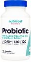 Nutricost Probiotic pentru femei 10 miliarde CFU, 120 capsule - Complex cu Acacia Fiber, Uva Ursi & Extract de afine, non-GMO & Gluten gratuit