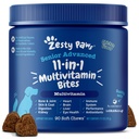 Zesty Paws Senior Dog Multivitamine Treats - Glucosamină pentru câini + enzime digestive & Probiotice - Grain Free Dog Vitamine și suplimente pentru piele & Coat + Imuna sănătate pui - avansat - 90ct