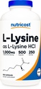 Nutricost L-Lysine 1000mg per servire, 250 Serviri, 500 capsule - Gluten gratuit, non-GMO, 500mg per capsulă