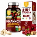 Number One Nutrition Premium D Manose Supplement for Women and Men [Max Force, 1350MG] Natural D-Mannose with Cranberry, Hibiscus and Dandelion for Urine Tract Health, 120 Count