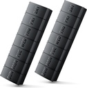 Organizator de pastile mari 2 Pack, Easy-Open Weekly Pill Organizator, XL Daily Pill Organizatori, 7 zile Medicina Organziers, Medicina Box 7 zi pentru suplimente mari de vitamine (Double Black)