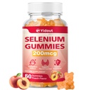 Suplimentul de seleniu pentru gume de sprijin tiroidian 200mcg ca Booster de energie pentru femei și bărbați, aromă de piersici (60 Count (Pachet de 1)
