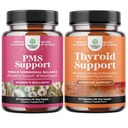 Bundle of PMS Support with DIM Chasteberr, Black Cohosh Ashwagandha for period Crampe Menopause Mood Swing and tiroidy Support with L Tyrosine Bladderwrack Selenium & Ashwagandha for Hormone Balance
