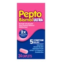 Pepto Bismol ULTRA Caplete, tulburări gastrice, greaţă Relief, arsuri la stomac, Indigestie Relief, Anti Diaree Medicamente pentru adulţi - 5 Simptom Relief, 24 t