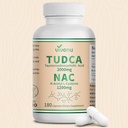 VivoNu TUDCA 2000mg + NAC 1200mg Supliment capsule complexe, TUDCA Bile Sare + N Acetil Cysteine, Suplimente antioxidante pentru ficat &Lung &Digestion &Gallbladder Cleanse (180 capsule)