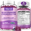 2 Pack Glucosamină Chondroitin Gumies, extra Putere Glucosamină Chondroitin MSM cu Elderberry & Turmeric, sănătate comună, flexibilitate, antioxidant, imun pentru adulți-Blueberry aroma, 120 Gume