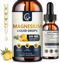 (2 Pack) Magnesium Glycinate Liquid Drops | 1000mg Liquid Magnesium Complex with D3, L-Thea & GABA for Energy, Sleep, Nerve and Heart Health, High Absorption, Pineapple Flavor