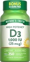 Nature's Truth D3 1000 IU | 250 Softgels | Essential Vitamin D | Non-GMO & Gluten Free Supplement