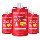 Designer wellness Proteine Smoothie, fructe reale, 12g Proteine, carbohidrat scăzut, Zero adăugat zahăr, Gluten-free, non-GMO, Fără culori artificiale sau arome, căpșuni Banana, 12 Conte
