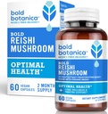 Capsule de Botanica Reishi Mushroom - 100% Corp de fructe - Extract de Reishi organic concentrat pentru suport imunitar & wellness de bază - Nu Mycelia & No Grain - 60 capsule Vegan