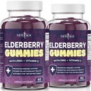 NOU VÂRSTA (2-Pack) Gume Premium Elderberry pentru adulți Copii cu vitamina C, Zinc, Propolis - Sambucus Gummy Black Elderberry - Gluten Free & Vegetarian - 120 Gume