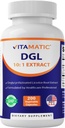 Vitamatic DGL Licorice 3800 mg echivalent Per Serving (de la 10:1 Extract 380 mg) - 10X Stronger - Suporturi Sanatos Digestive & Functii respiratorii - 200 capsule