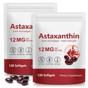 Astaxanthin Supplement 2PCS – Natural Antioxidant Support – 12mg High Strength Softgels – Clean Formula, Gluten-Free, Easy to Swallow Capsules for Daily Wellness