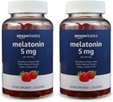 Basics Melatonina 5mg, 120 Gummies (2 per Serving), căpșuni (precedent Solimo) (Pachet de 2)