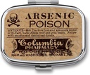 Metal 2 Compartiment Pill Organizator Călătorie prietenos portabil Compact cutie Pilula cutie drăguț Pilula caz, pentru portofele de buzunar Daily Portable Medicine Vitamina comprimat de stocare (Arsenig Poison)