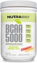 NutraBbio BCAA 5000 pulbere - Aminoacidi fermentați ramificati pentru cresterea musculara si recuperare - arome naturale, îndulcitori, și de colorat, Vegan, Gluten gratuit - căpșuni Lemonade, 60 Serviri