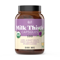 Produse naturale complete Capsule pure de muls de lapte organic - 500 mg pulbere silimarină 100 pastile