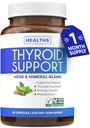 Suport tiroidian cu iod (non-GMO) Îmbunătățește-ți energia și starea de spirit - Booster metabolic Suplimentul tiroidian de sănătate pentru femei și pentru bărbați - Ashwagandha, Zinc, B12 Complex - 60 capsule