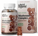 Gume de ciuperci sălbatice și organice - Coamă de leu, Cordyceps, Turcia Coada, Reishi, Chaga, Maitake - 10-in-1 Complex - Mushroom Supplement Gummies for Immune & Brain Support - 60 Count