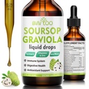 Soursop Graviola Picături lichide - 2000mg Extract Soursop pur amestecat cu 300mg Sea Moss & 100mg Elderberry - Suport Cell Puternic, Antioxidant-Rich, Immune-Boosting - 2 Fl Oz (60ml) Sticla