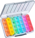 Daviky Weekly Pill Organizator de 4 ori pe zi, umiditate-Proof Pilula Box 7 zi, Daily Pill Case Medicina Organizator Cutie usor de transportat, Travel Pill Organizator cu 28 Compartimente la Hold Vitamine & Meds