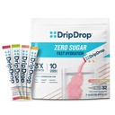 DripDrop Pachete de hidratare fără zahăr - Zero pachet Classic Variety - Double Serve Electrolytes Powder Drink Mix - Lămâie, Pepene verde, Peach, fructe de pasiune - non-GMO, Gluten Free, Vegan - 32 Sticks