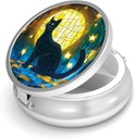 Cutie de pastile-3 Compartiment de mici pastile pentru Purse & Pocket Mini Metal Pilula Holder Travel Pilula Container pentru a deține suplimente Vitamine BPA-Free (Moon Cat)