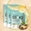 Vitamina D3 10000 ui Plus K2 (MK-7) 200 mcg, 300 Nucă de cocos Ulei Softgels