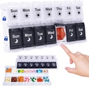 HRX Package Pill Organizator de 2 ori pe zi, Ușor de umplere & Open săptămânal cutia de vitamine pentru 7 zile AM PM