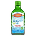 Carlson - Kid Cod Ulei de ficat, 550 mg Omega-3s, Plus Vitamine A și D3, ulei de pește lichid, cod arctic sălbatic capturat norvegian, ulei de pește nordic, Apple verde, 250 ml (8,4 Fl Oz)