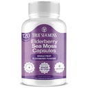 TrueSeaMoss Irish Sea Moss Capsules - 120 Elderberry Capsule (1600mg) - Prebiotic Superfood - Boosts Sistemul imunitar și digestiv - Skin sănătos, Keto dezintoxicare, gută, suport comun
