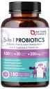 Natura Probioticele pentru femei-bărbați Digestive Sănătate, Mens-Womens Probiotic cu prebiotice, 100 Miliarde CFU pentru Instinct și Sănătate Imună, 180 Capsule Veggie (90 zile de aprovizionare)