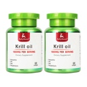 2 Sticle de ulei de krill Antarctica 1000 mg cu Omega-3s EPA, DHA, Astaxantină și Fosfolipide 60 Suplimentul Softgels nr gust de pește pentru articulații, inimă, creier și imunitate - 120 Softgels
