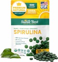 Sunlit Cele mai bune tablete Spirulina - Organic Spirulina tablete USDA Premium 500 Conte - Spirulinas Natural Explozie organică pentru suport imunitar Creștere musculară, energie Boost w / Clorophyll - Proteina mare, Non OMG