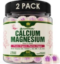 2 ambalaj - plante pe bază de calciu Gumries 600mg cu vitamina D3 K2, magneziu, zinc pentru puterea oaselor, Suplimente de calciu fără zahăr pentru femei și bărbați (Certified Vegan) de la Algae roșu organic durabil