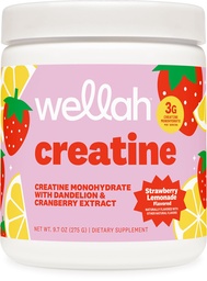 Wellah Creatina pentru femei - Creatina Monohidrat cu Dandelion & Extract de afine (50 Serviri, căpșuni Lemonade)