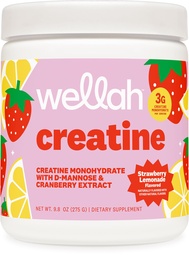 Wellah Creatina pentru femei - Creatina Monohidrat cu Dandelion & Extract de afine (50 Serviri, căpșuni Lemonade)