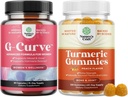 Bundle of G Curve Horny Goat buruienilor pentru femei pentru imbunatatirea energiei Mood and Performance and Turmeric Gummies for Adulti Peach Flavor - Extra Putere Joint Support Gummies