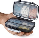 Travel Pill Organizator - Dovada de umiditate Deţinătorul de vitamine portabile cu 7 Compartimente, Caz suplimentar Compact pentru Purse Essential Medicine Kit foto Traveling Pocket Farmacie cu Labels, Negru