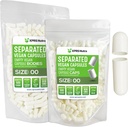 XPRS Nutra Vegan Dimensiune 00 Capsule separate - 500 Conte Premium capsule goale separate în pungi - 00 pastile goale pentru umplerea suplimentară DIY (alb)