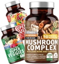 Complexul de ciuperci Premium N1N N1N [10 Ciuperci puternice] și super-fructe și legume [40 Fructe întregi și legume], 2 Pack Bundle